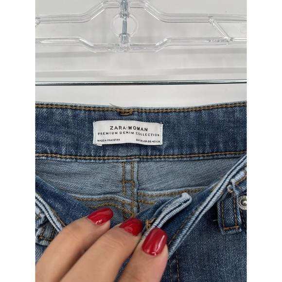 ZARA‎ Woman Premium Denim Collection High Rise Skinny Jeans Light Wash Size 26 - Picture 3 of 6